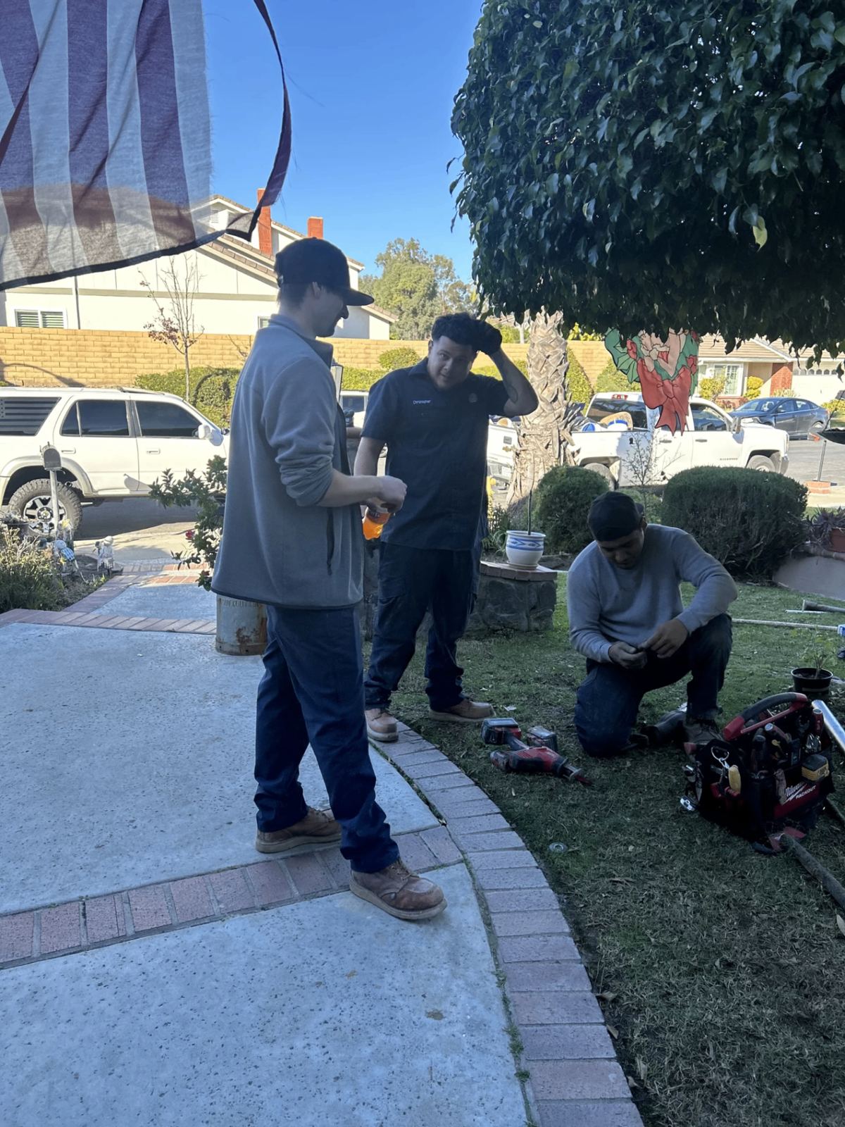 SpeeDee Drains and Plumbing crew on a residential service call in Orange County, CA