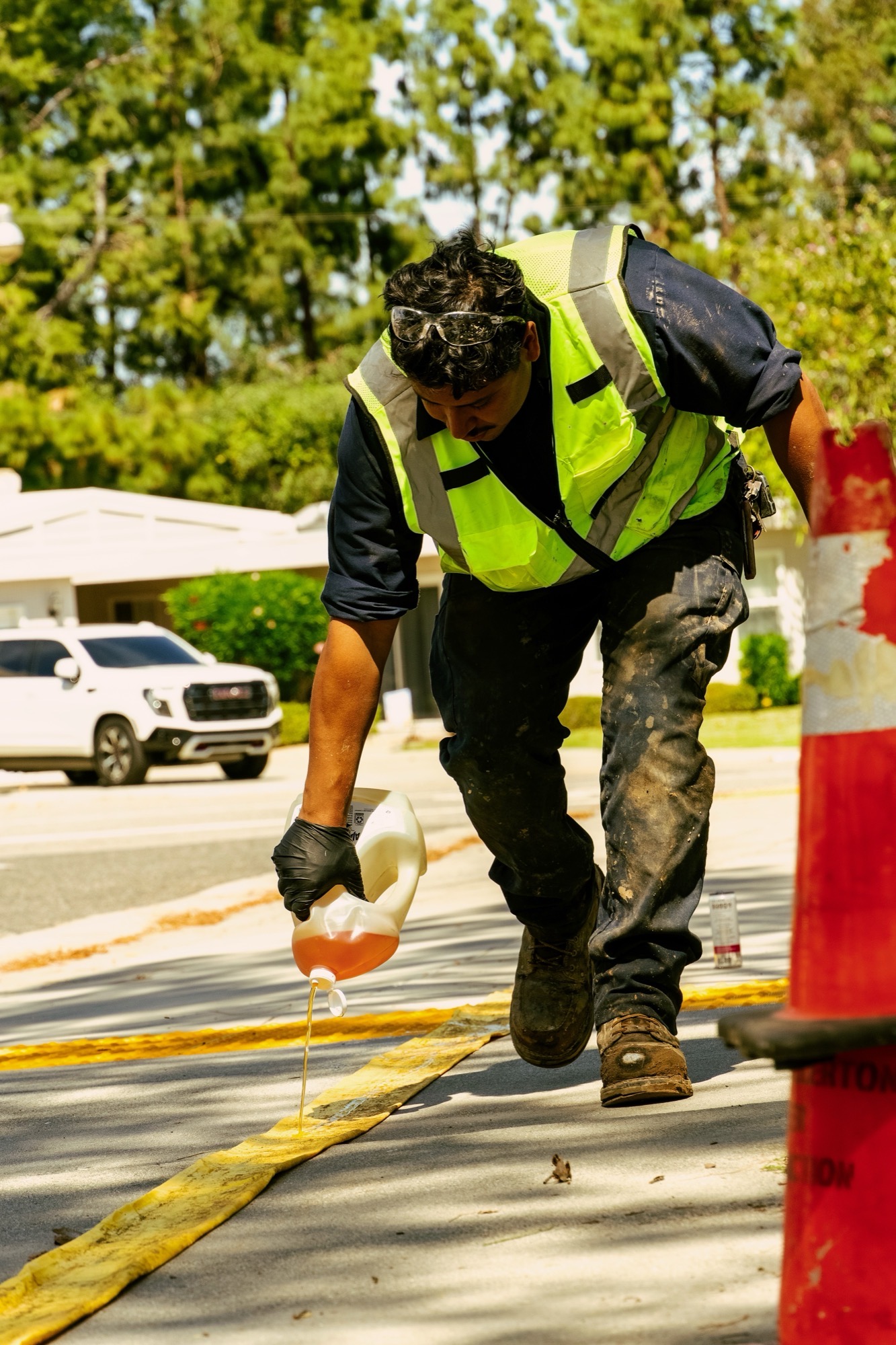 Speedee Drains technician marking a job site