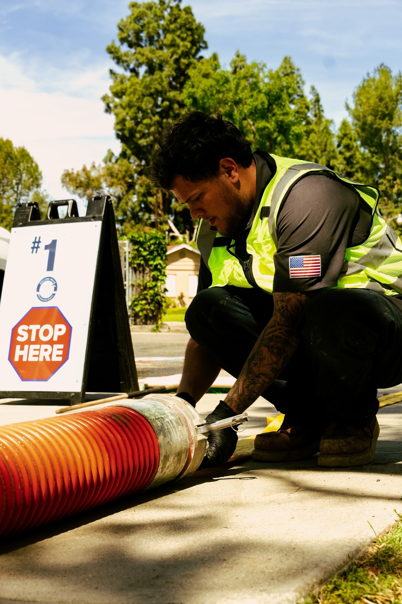 Speedee Drains crew performing trench sewer line installation