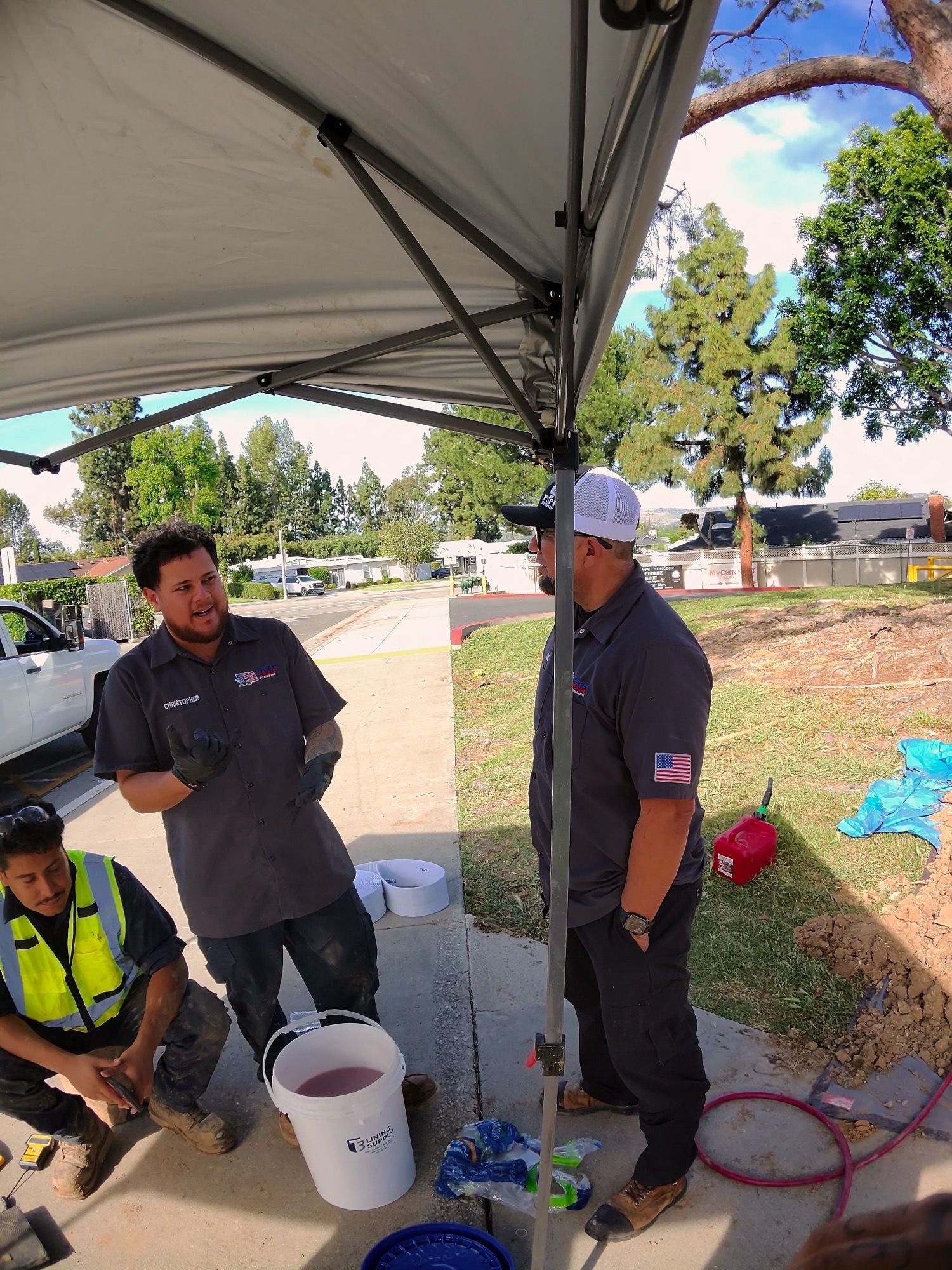 Speedee Drains crew working a sewer trench installation